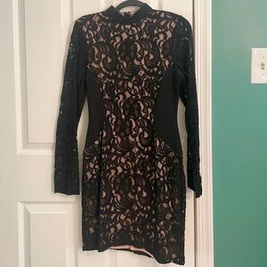 Windsor Black and Blush Long Sleeve Dress